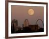 A Full Moon Rises Behind Downtown Saint Louis Buildings and the Gateway Arch Friday-Charlie Riedel-Framed Photographic Print