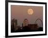 A Full Moon Rises Behind Downtown Saint Louis Buildings and the Gateway Arch Friday-Charlie Riedel-Framed Photographic Print