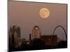 A Full Moon Rises Behind Downtown Saint Louis Buildings and the Gateway Arch Friday-Charlie Riedel-Mounted Photographic Print