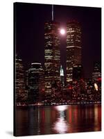 A Full Moon Rises Between New York's Twin Towers for the Second Time This Month-null-Stretched Canvas