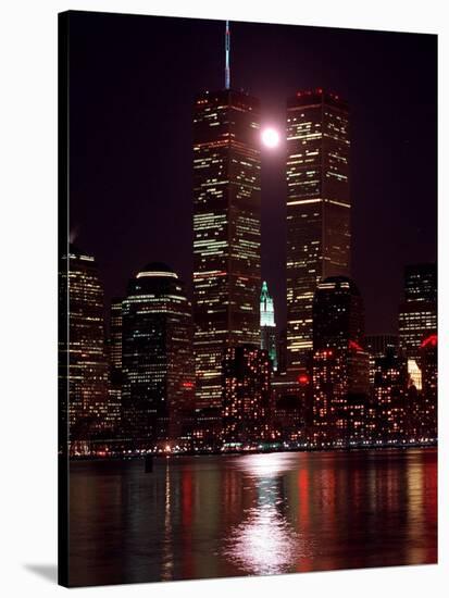 A Full Moon Rises Between New York's Twin Towers for the Second Time This Month-null-Stretched Canvas