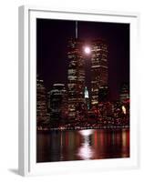 A Full Moon Rises Between New York's Twin Towers for the Second Time This Month-null-Framed Premium Photographic Print