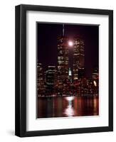 A Full Moon Rises Between New York's Twin Towers for the Second Time This Month-null-Framed Premium Photographic Print