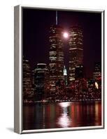 A Full Moon Rises Between New York's Twin Towers for the Second Time This Month-null-Framed Photographic Print