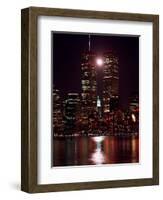 A Full Moon Rises Between New York's Twin Towers for the Second Time This Month-null-Framed Photographic Print