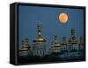 A Full Moon Rises in the Night Sky During a Lunar Eclipse-null-Framed Stretched Canvas