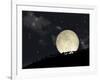 A Full Moon Rising Behind a Row of Hilltop Trees-null-Framed Art Print
