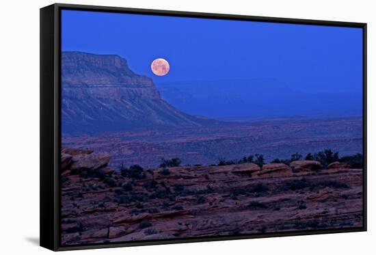 A Full Moon Seen from the Esplanade on the Bill Hall Trail, Grand Canyon, North Rim-Bennett Barthelemy-Framed Stretched Canvas