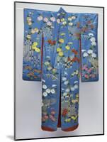 A Furisode of Sky Blue Silk Satin Embroidered in Coloured Silks and Couched Gilt Threads with…-null-Mounted Giclee Print