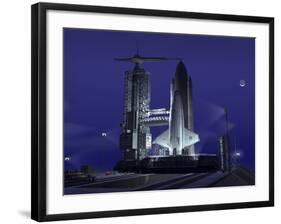 A Futuristic Space Shuttle Awaits Launch-Stocktrek Images-Framed Premium Photographic Print