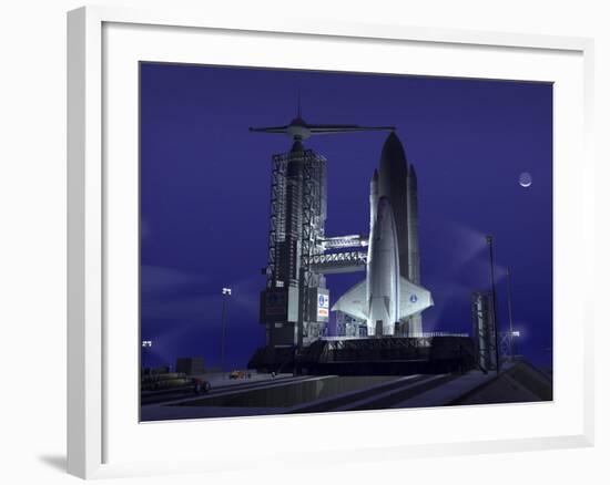 A Futuristic Space Shuttle Awaits Launch-Stocktrek Images-Framed Photographic Print