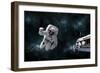 A Galactic Scene Showing Astronauts Working on Space Station-Stocktrek Images-Framed Art Print