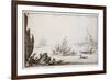 A Galley Rammed Amidships by a Man-O'-War under Sail Within Sight of Harbour, C.1617-Jacques Callot-Framed Giclee Print