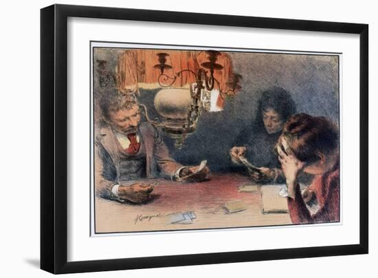 A Game of Cards, C1899-Francois Joseph Guiguet-Framed Giclee Print