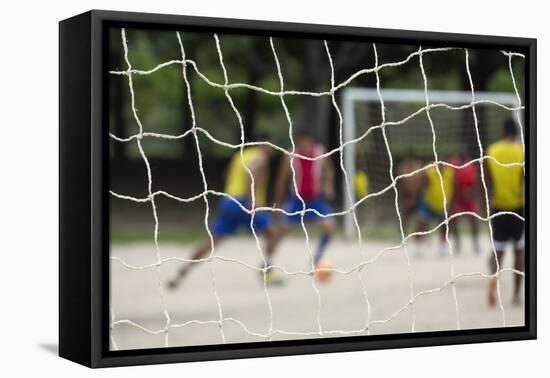 A Game of Football in Flamengo Park.-Jon Hicks-Framed Stretched Canvas