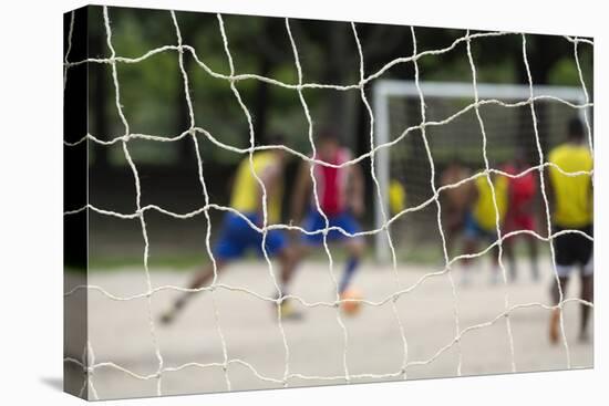 A Game of Football in Flamengo Park.-Jon Hicks-Stretched Canvas