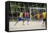 A Game of Football in Flamengo Park.-Jon Hicks-Framed Stretched Canvas