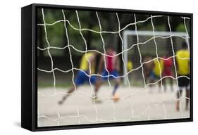 A Game of Football in Flamengo Park.-Jon Hicks-Framed Stretched Canvas