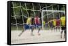 A Game of Football in Flamengo Park.-Jon Hicks-Framed Stretched Canvas