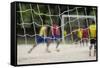 A Game of Football in Flamengo Park.-Jon Hicks-Framed Stretched Canvas