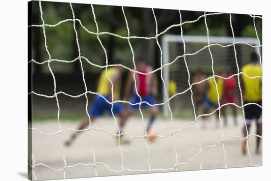 A Game of Football in Flamengo Park.-Jon Hicks-Stretched Canvas