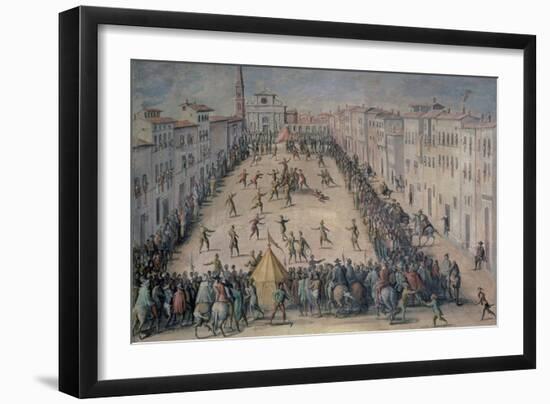 A Game of Football in the Piazza Santa Maria Novella, Florence, 1555-Jan van der Straet-Framed Premium Giclee Print
