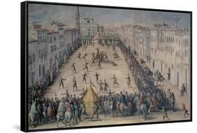A Game of Football in the Piazza Santa Maria Novella, Florence, 1555-Jan van der Straet-Framed Stretched Canvas