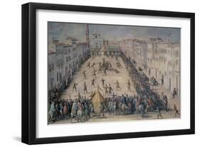 A Game of Football in the Piazza Santa Maria Novella, Florence, 1555-Jan van der Straet-Framed Giclee Print