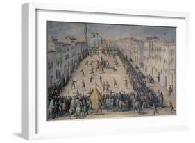 A Game of Football in the Piazza Santa Maria Novella, Florence, 1555-Jan van der Straet-Framed Giclee Print