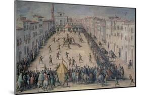 A Game of Football in the Piazza Santa Maria Novella, Florence, 1555-Jan van der Straet-Mounted Giclee Print