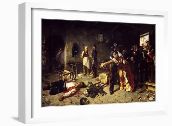 A Game of Trumps or Brawl in Trastevere-Michele Cammarano-Framed Giclee Print