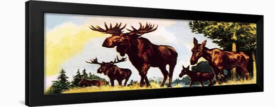 A Gang of Elks-English School-Framed Giclee Print