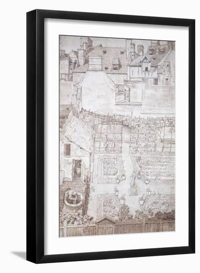 A Garden of a Town House, with Parterres and Vine Pergola, Enclosed by Buildings, C.1677-Noel Gasselin-Framed Giclee Print