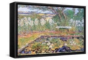 A Garden on Long Island-Childe Hassam-Framed Stretched Canvas