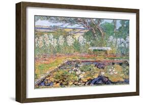 A Garden on Long Island-Childe Hassam-Framed Art Print