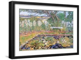 A Garden on Long Island-Childe Hassam-Framed Art Print