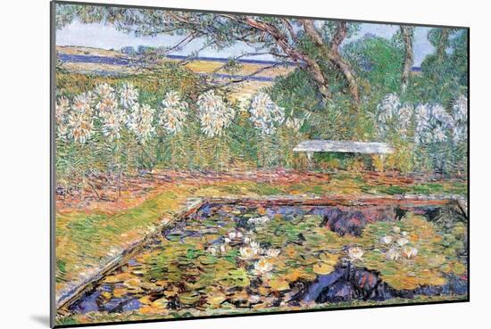 A Garden on Long Island-Childe Hassam-Mounted Art Print