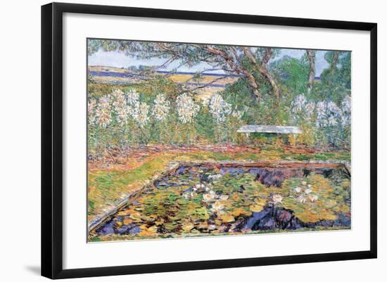 A Garden On Long Island-Childe Hassam-Framed Art Print