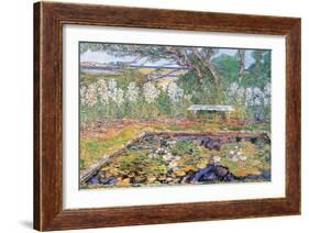 A Garden On Long Island-Childe Hassam-Framed Art Print