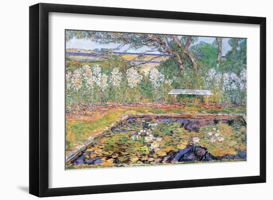 A Garden On Long Island-Childe Hassam-Framed Art Print