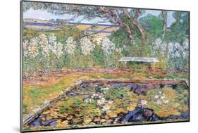 A Garden On Long Island-Childe Hassam-Mounted Art Print