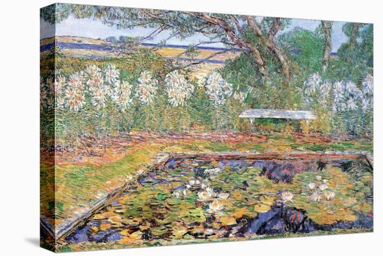 A Garden On Long Island-Childe Hassam-Stretched Canvas