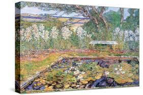 A Garden On Long Island-Childe Hassam-Stretched Canvas