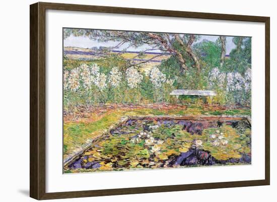 A Garden On Long Island-Childe Hassam-Framed Art Print