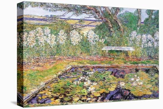 A Garden On Long Island-Childe Hassam-Stretched Canvas