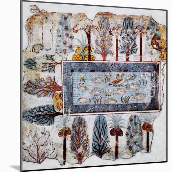 A Garden Pool; Fragment of a Wall Painting from the Tomb of Nebamun-null-Mounted Giclee Print