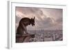 A Gargoyle on Notre Dame De Paris Cathedral Looks over the City, Paris, France, Europe-Julian Elliott-Framed Photographic Print