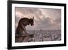 A Gargoyle on Notre Dame De Paris Cathedral Looks over the City, Paris, France, Europe-Julian Elliott-Framed Photographic Print