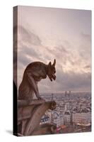 A Gargoyle on Notre Dame De Paris Cathedral Looks over the City, Paris, France, Europe-Julian Elliott-Stretched Canvas
