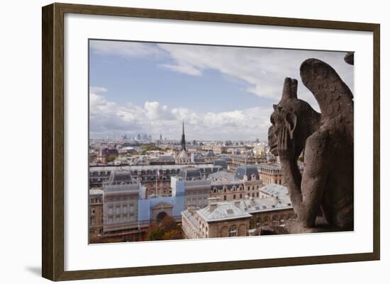 A Gargoyle Stares Out from Notre Dame De Paris Cathedral, Paris, France, Europe-Julian Elliott-Framed Photographic Print